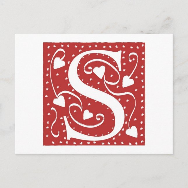Wedding Hearts Letter S Postcard (Front)