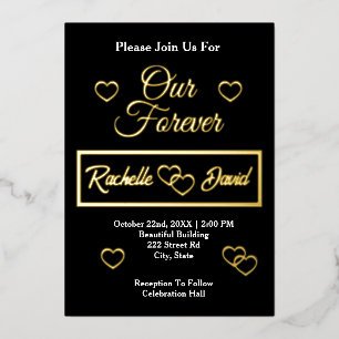 Wedding Hearts Minimalist Elegant Our Forever Gold