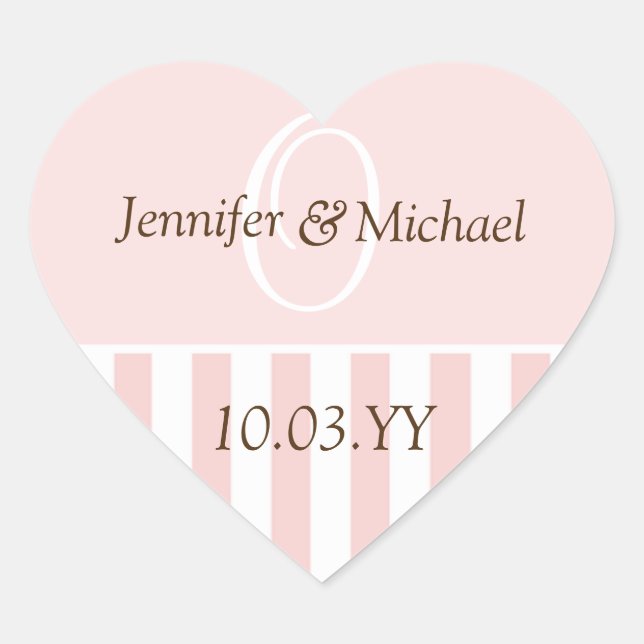 Wedding Hearts Personalized Monogrammed Weddings Heart Sticker (Front)