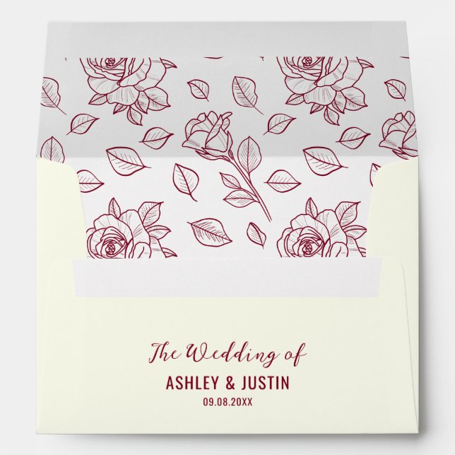 Wedding Heirloom Garden Rose Invitation Custom Envelope (Back (Bottom))