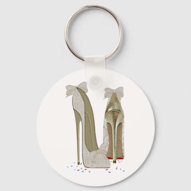 Wedding High Heels Art Keychain (Front)