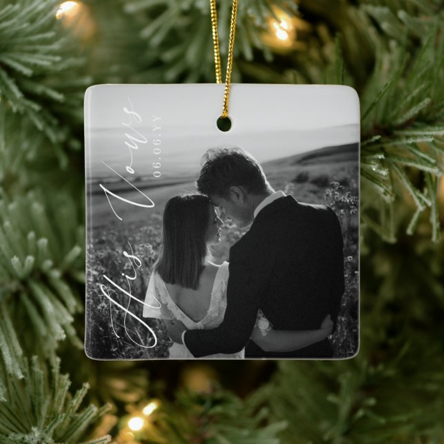 Wedding His Vows Photo Keepsake Ceramic Ornament (Tree)
