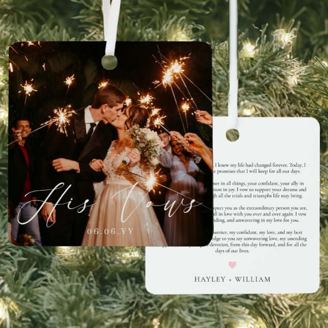 Wedding His Vows Photo Keepsake Metal Ornament (Creator Uploaded)