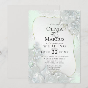 WEDDING   Honeydew Green Pearl Shimmer Invitation