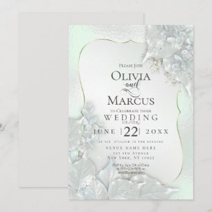 WEDDING   Honeydew Green Pearl Shimmer Invitation