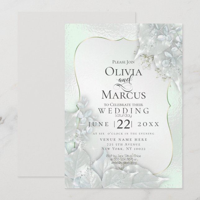 WEDDING | Honeydew Green Pearl Shimmer Invitation (Front/Back)
