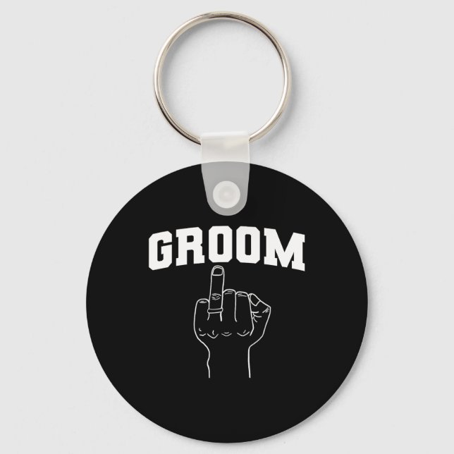 Wedding Honeymoon Bachelor Finger Ring Hub  Keychain (Front)