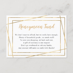 Wedding Honeymoon card   simple gold frame