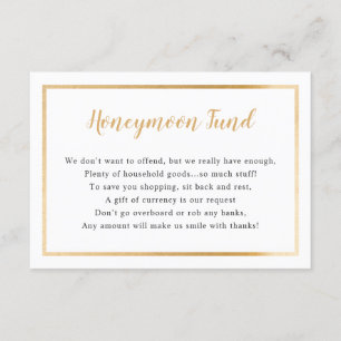 Wedding Honeymoon card   simple gold frame