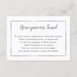 Wedding Honeymoon card   simple silver frame