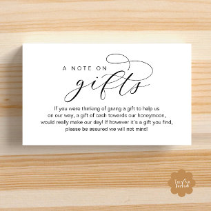 Wedding Honeymoon Fund, A Note on Gifts Enclosure Card