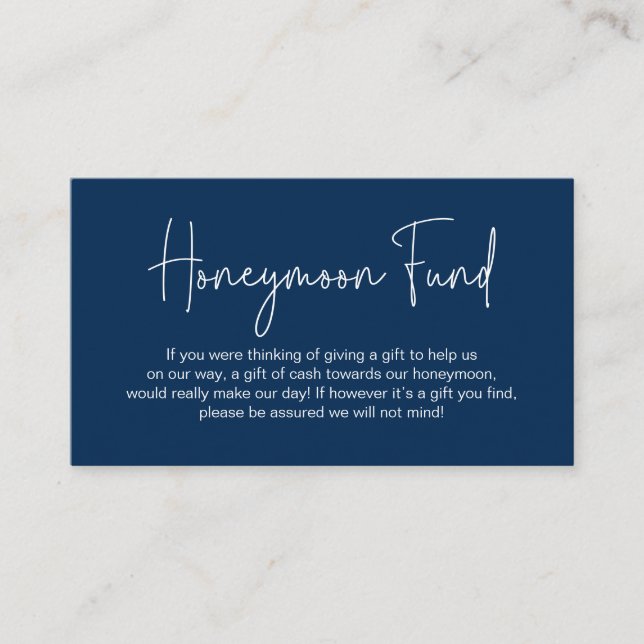 Wedding Honeymoon Fund, Modern Handwritten Script Enclosure Card (Front)