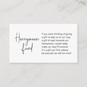 Wedding Honeymoon Fund, Modern Handwritten Script Enclosure Card