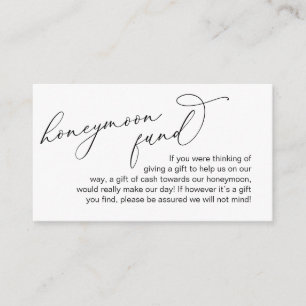 Wedding Honeymoon Fund, Modern Romantic Script Enclosure Card