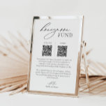 Wedding honeymoon fund table sign with QR code<br><div class="desc">This minimalist design features beautiful calligraphy that adds a touch of sophistication to your special day. Conveniently equipped with two QR codes for seamless mobile payments, guests can effortlessly contribute to your dream honeymoon with a simple scan. Ideal for the modern couple seeking a blend of style and functionality, this...</div>