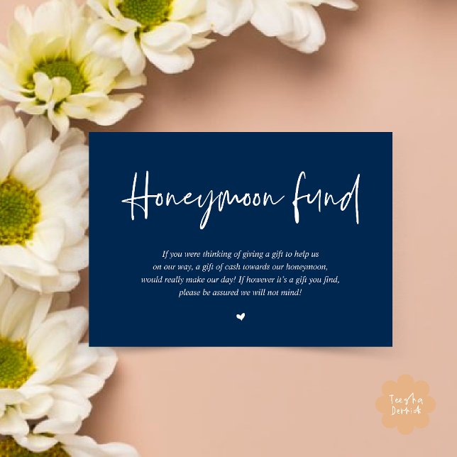 Wedding Honeymoon Fund Wish Cash Enclosure Card (Wedding Honeymoon Wish Fund Cash Enclosure Card in Navy Blue)