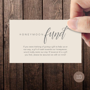 Wedding Honeymoon Fund, Wish, Cash, Modern Classy Enclosure Card