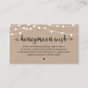 Wedding Honeymoon Fund Wish, Rustic String Lights Enclosure Card