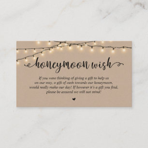 Wedding Honeymoon Fund Wish, Rustic String Lights Enclosure Card