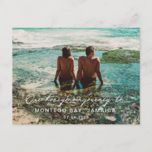 Wedding Honeymoon White Script Destination   Postcard