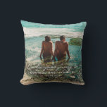 Wedding Honeymoon White Script Destination  Throw Pillow<br><div class="desc">Design features a romantic calligraphy script in white with the phrase "Our honeymoon journey to:".  Easily customize with destination and date.  Ideal wedding gift,  keepsake for yourself and special friends.</div>