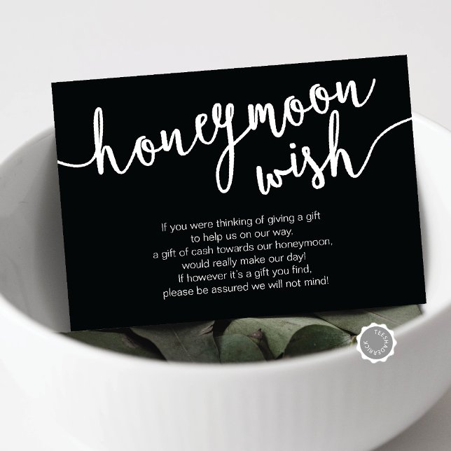 Wedding Honeymoon Wish Fund, Black and White Enclosure Card (Wedding Honeymoon Wish, Honeymoon Fund, in Black and White Enclosure Card)