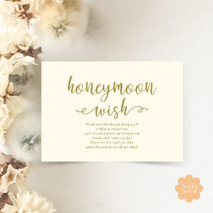 Wedding Honeymoon Wish Fund Cash Enclosure Card