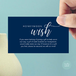 Wedding Honeymoon Wish, Fund, Cash, Modern Classy Enclosure Card