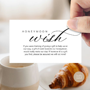 Wedding Honeymoon Wish, Fund, Cash, Modern Classy Enclosure Card