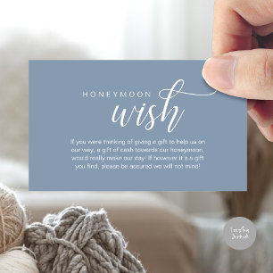Wedding Honeymoon Wish, Fund, Cash, Modern Classy Enclosure Card