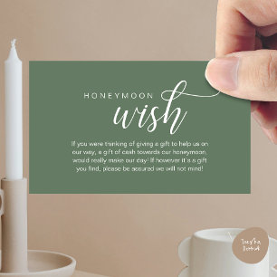 Wedding Honeymoon Wish, Fund, Cash, Modern Classy Enclosure Card