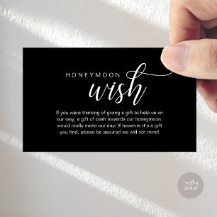 Wedding Honeymoon Wish, Fund, Cash, Modern Classy Enclosure Card