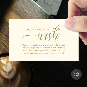 Wedding Honeymoon Wish, Fund, Cash, Modern Classy Enclosure Card