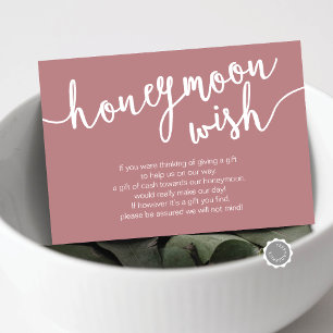 Wedding Honeymoon Wish Fund, Dusty Rose Enclosure Card