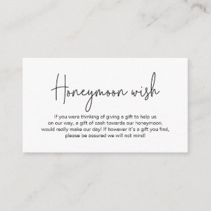 Wedding Honeymoon Wish, Modern Handwritten Script Enclosure Card