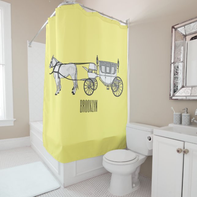 Wedding horse & carriage cartoon illustration (In Situ)