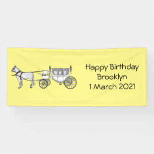 Wedding horse & carriage cartoon illustration banner