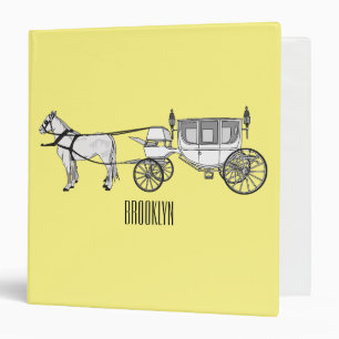 Wedding horse & carriage cartoon illustration binder