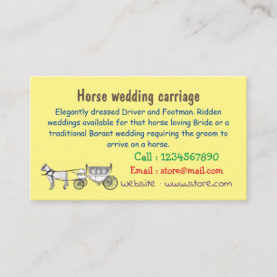 Wedding horse & carriage cartoon illustration business card