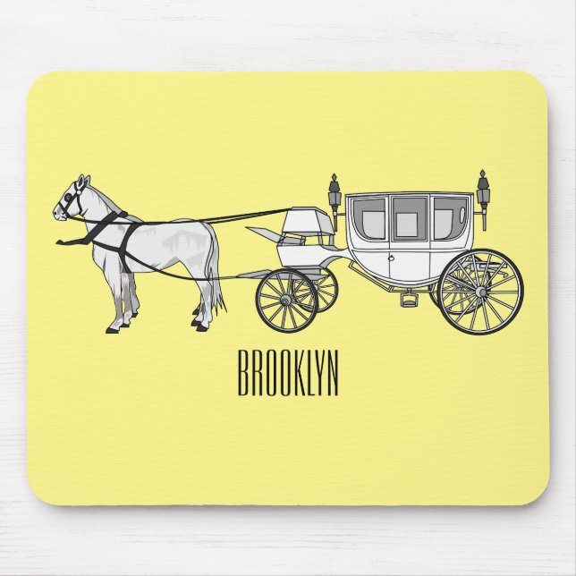 Wedding horse & carriage cartoon illustration mouse pad (Front)