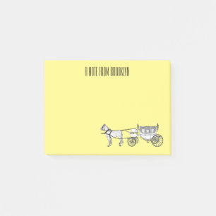 Wedding horse & carriage cartoon illustration post-it notes