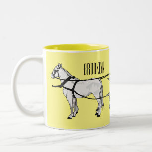 Wedding horse & carriage cartoon illustration Two-Tone coffee mug