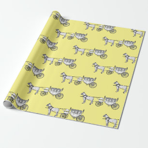 Wedding horse & carriage cartoon illustration wrapping paper