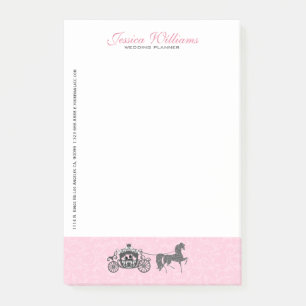 Wedding Horses & Carriage Pink And White Post-it Notes