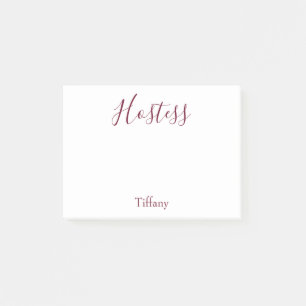 Wedding Hostess White and Burgundy Post-it Notes