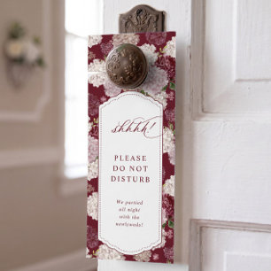 Wedding Hotel Burgundy Red Hydrangea Floral Door Hanger