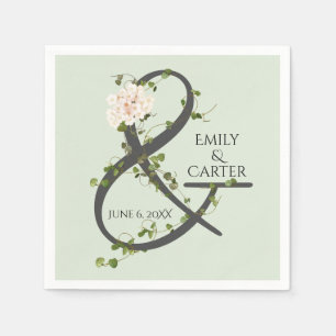Wedding Hydrangea and Ivy Ampersand  Napkin