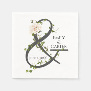 Wedding Hydrangea and Ivy Ampersand Napkin