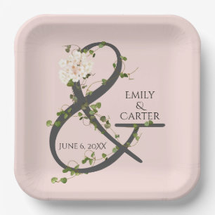 Wedding Hydrangea and Ivy Ampersand  Paper Plate