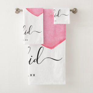 Wedding   I Did   Watercolor Heart   Date Bath Towel Set